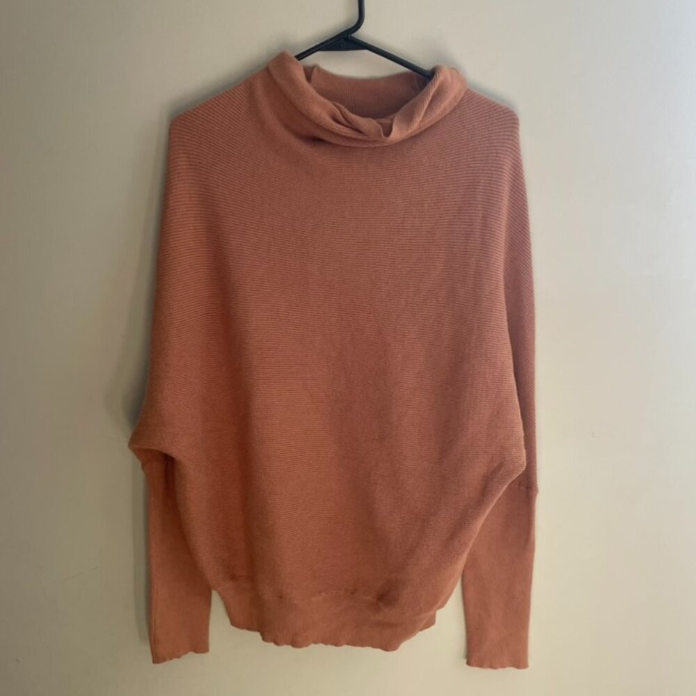 The BluIvy Mock Neck Ribbed Knit Sweater Dolman Sleeve M/L